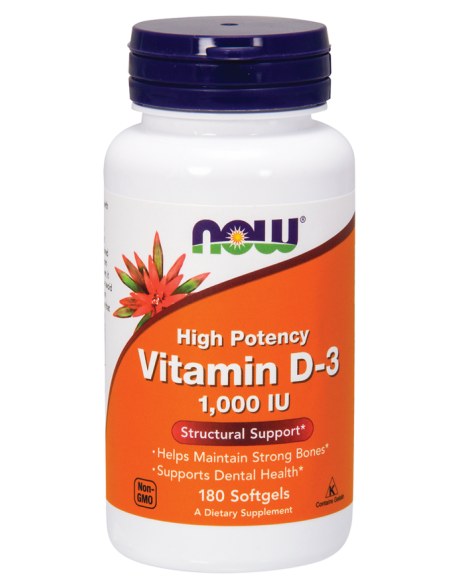 NOW Vitamin D-3 1000 IU High Potency 180 Softgels