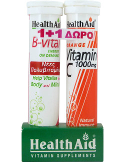 HEALTH AID B Vital Energy On Demand 20 tabs + Vitamin C 1000mg Orange 20 tabs