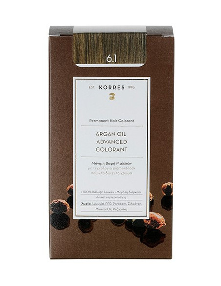 KORRES Argan Oil Advanced Colorant  6.1 Ξανθό Σκούρο Σαντρέ, 50ml