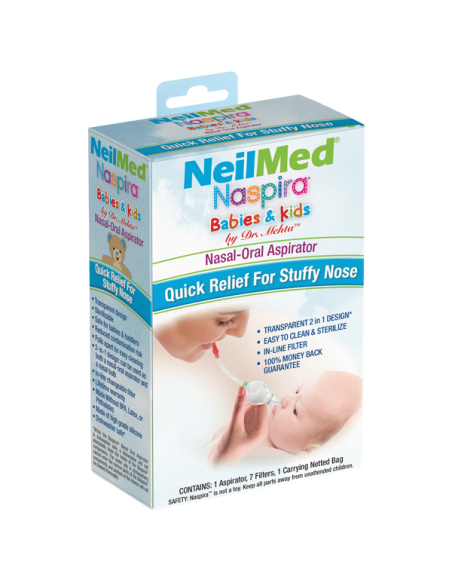 NeilMed Naspira Babies & Kids Nasal Aspirator Set, 1 Aspirator, 7 Filters, 1 Netted Carrying Bag