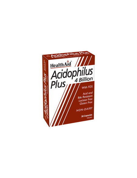 HEALTH AID Acidophilus Plus 4 Billion with FOS, 30 Vegeterian Caps