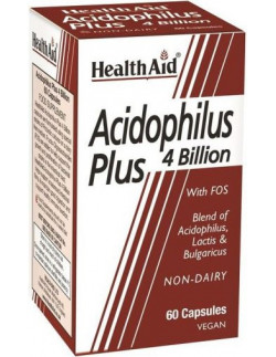 HEALTH AID Acidophilus Plus 4 Billion with FOS, 60 Vegeterian Caps