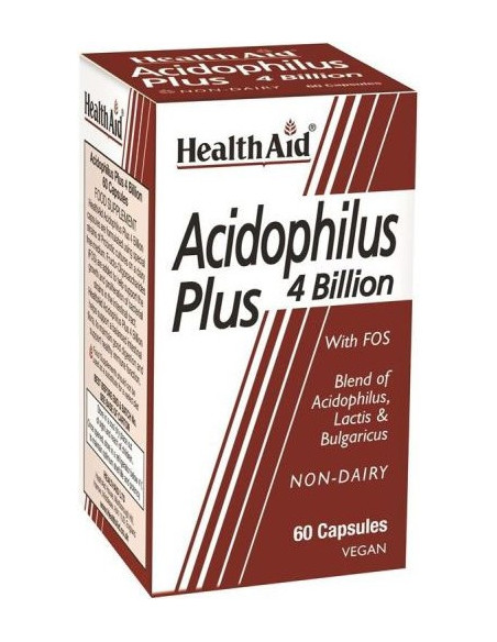 HEALTH AID Acidophilus Plus 4 Billion with FOS, 60 Vegeterian Caps