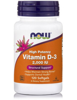 NOW Vitamin D-3 2000 IU High Potency 120 Softgels