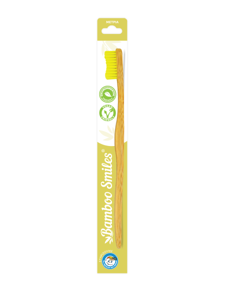 Bamboo Smiles Toothbrush Adults Medium Yellow 1τεμάχιο