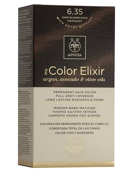 APIVITA my Color Elixir 6.35 Dark Blonde Gold Mahogany - Ξανθό Σκούρο Μελί Μαόνι