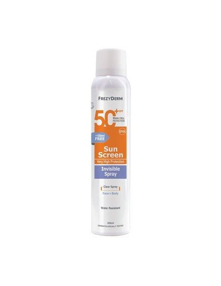 Frezyderm SunScreen Invisible Spray for Face & Body SPF50+, 200ml