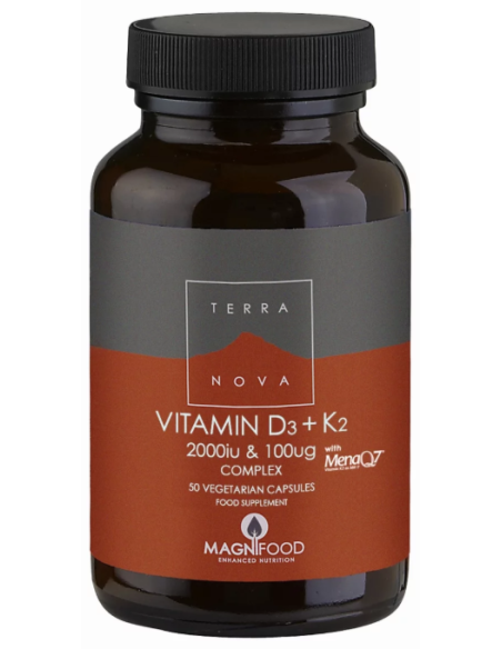 TERRANOVA Vitamin D3 2000iu & K2 100ug Complex, 50 Veg.Caps