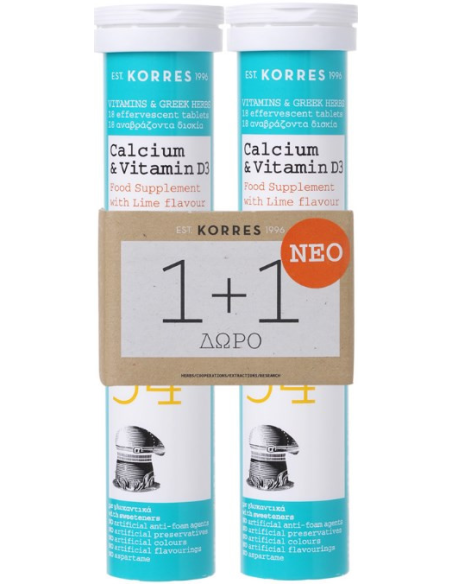 Korres Calcium & Vitamin D3, 2x18 effervescent tabs