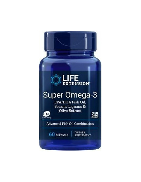 LIFE EXTENSION Super Omega-3 EPA/DHA with Sesame Lignans & Olive Extract 60 Softgels