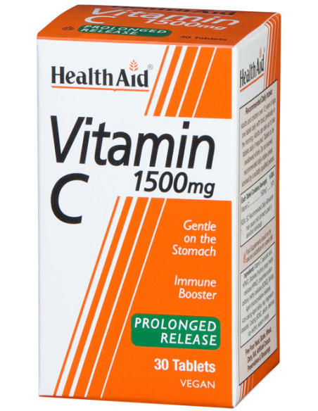 Health Aid Vitamin C 1500mg Prolonged Release, 30 Vegan Tabs