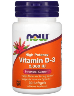 NOW Vitamin D-3 2000 IU High Potency 30 Softgels