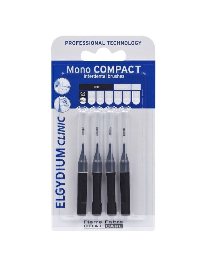 ELGYDIUM Clinic Mono Compact Interdental Brushes Black 0.35, 4 τεμάχια