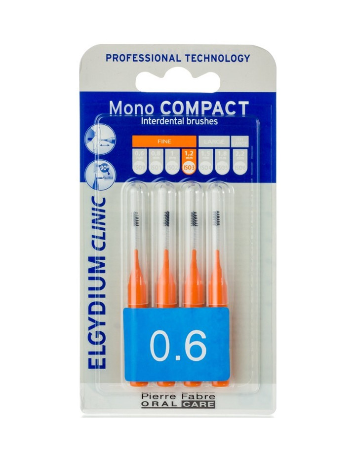 ELGYDIUM Clinic Mono Compact Interdental Brushes Orange 0.6, 4 τεμάχια