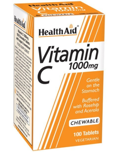 Health Aid Vitamin C 1000mg buffered, 100 Chewable Vegeterian tabs