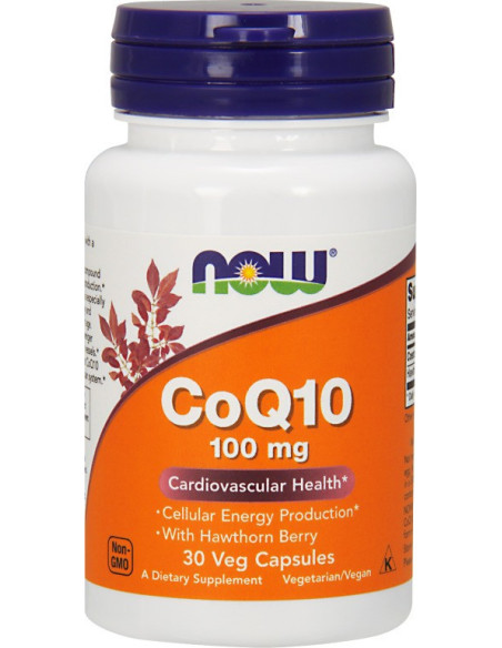 NOW CoQ10 100mg with Hawthorn Berry 30 Veg.Caps