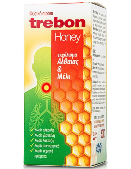 Uni-Pharma Trebon Honey Syrop Σιρόπι για τον Ξηρό Βήχα & Πονόλαιμο 100ml