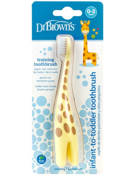 Dr.Brown's Βρεφική Οδοντόβουρτσα Καμηλοπάρδαλη 0-3 Ετών Κίτρινη