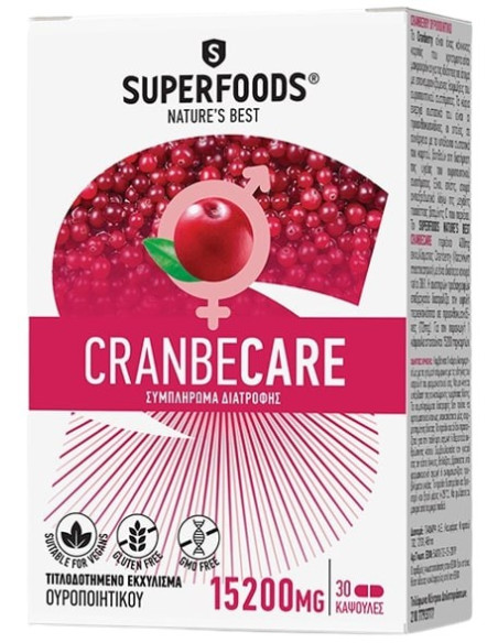 Superfoods Cranbecare 15200mg Συμπλήρωμα Διατροφής για το Ουροποιητικό 30caps