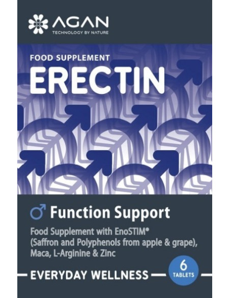 Agan Erectin Function Support Συμπλήρωμα Διατροφής για Άνδρες για Τόνωση, Δύναμη & Απόδοση, 6tabs