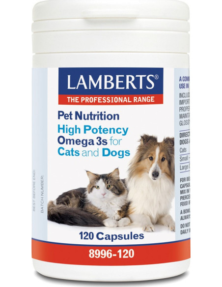 Lamberts Pet Nutrition High Potency Omega 3s for Cats & Dogs 120caps