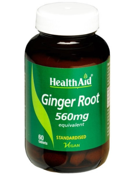 Health Aid Ginger Root 560mg, 60 Tabs