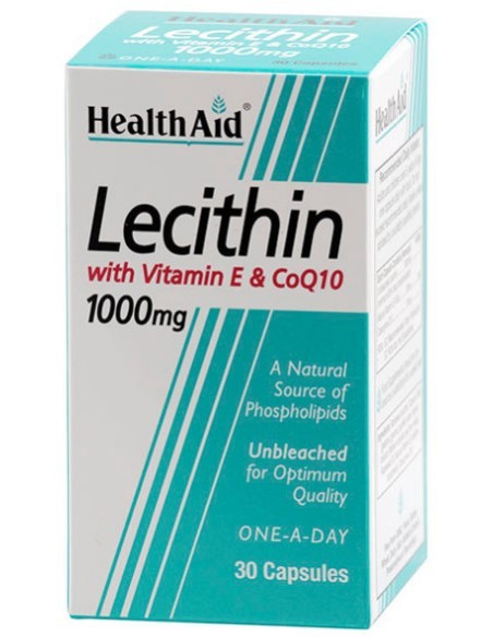 Health Aid Lecithin 1000mg with Vitamin E & CoQ10 30 Caps