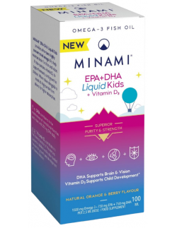 Minami EPA+DHA Liquid Kids + Vitamin D3 Orange & Berry Flavour 100ml