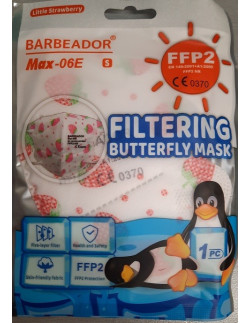 Barbeador Filtering Mask for children FFP2 white with little strawberries, 20 pieces