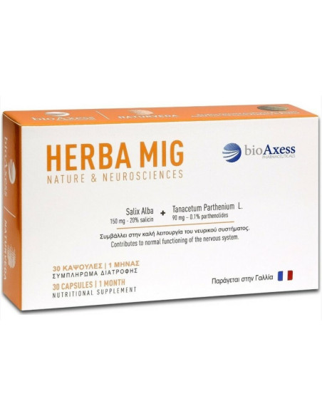 BioAxess Herba Mig Συμπλήρωμα Διατροφής για την Καλή Λειτουργία του Νευρικού Συστήματος, 30 καψ.