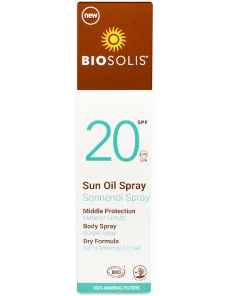 BIOSOLIS Vegan Βιολογικό Λάδι Mαυρίσματος Sun Oil Spray SPF 20 100ml