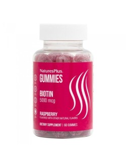 Nature's Plus Gummies Biotin 5000 mcg Γεύση Raspberry 60 ζελεδάκια