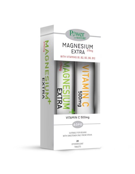 POWER HEALTH Magnesium Extra 375mg & Vitamin C 500mg, 20 Αναβράζοντα Δισκία