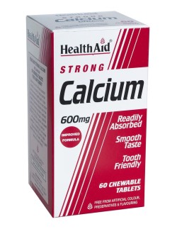 Health Aid Strong Calcium 600mg Συμπλήρωμα Διατροφής Ασβεστίου,  60chew.tabs