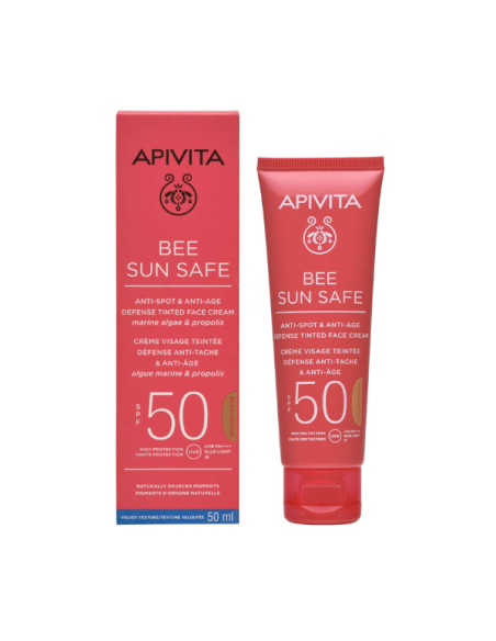 APIVITA Bee Sun Safe Anti-spot & Anti-age Tinted Golden SPF50 Aντηλιακή Κρέμα Προσώπου με Χρώμα 50ml