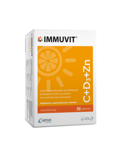 LERIVA Immuvit Ενίσχυση Ανοσοποιητικού C+D3+Zn 30caps