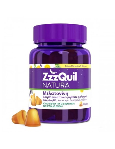ZzzQuil Natura Συμπλήρωμα με Μελατονίνη, Μάνγκο - Μπανάνα, 30 ζελεδάκια