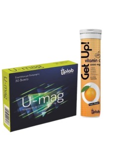 Uplab PROMO U-Mag 300mg Συμπλήρωμα Διατροφής με Μαγνήσιο 30tabs & ΔΩΡΟ Get up Vitamin C 1000mg Πορτοκάλι 20 efferv.tabs
