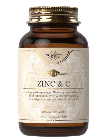 Sky Premium Life Zinc & Vitamin C Συμπλήρωμα Διατροφής με Ψευδάργυρο & Βιταμίνη C, 60tabs