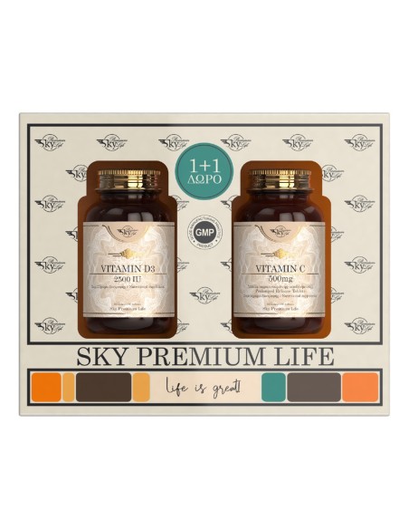 Sky Premium Life PROMO Vitamin D3 2500 IU 60tabs & Vitamin C 500mg 60tabs 1+1 ΔΩΡΟ