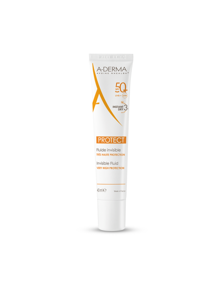 A-Derma Protect Invisible Fluid SPF 50+ Αντηλιακή Λεπτόρευστη Κρέμα Προσώπου, 40ml