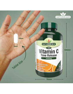Natures Aid Vitamin C 1000mg, Low Acid with Rosehips & Citrus Bioflavonoids, 180 tabs