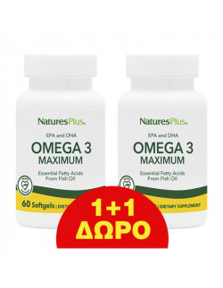 NATURES PLUS Promo EPA and DHA Omega 3 Maximum 2x60softgels 1+1 Δώρο