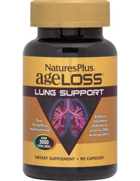 Natures Plus Ageloss Lung Support Συμπλήρωμα Διατροφής για την υποστήριξη των πνευμόνων 90 Veg.caps