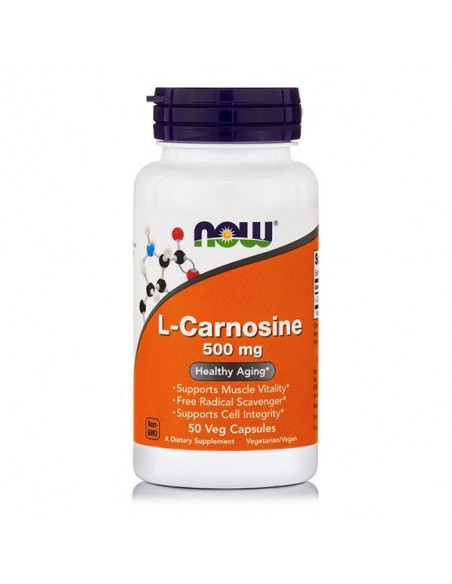 Now Foods L-Carnosine 500mg Συμπλήρωμα Διατροφής με Αντιοξειδωτική & Αντιγηραντική δράση 50Veg.Caps.