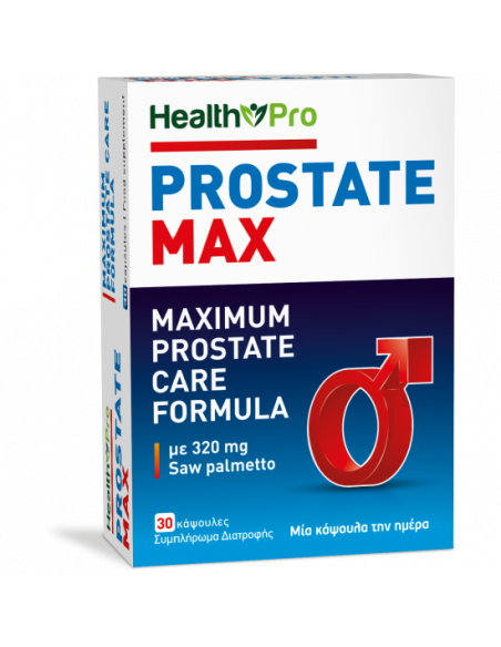 HEALTH PRO Prostate Max, Συμπλήρωμα Διατροφής για τη Φυσιολογική Λειτουργία Του Προστάτη & Του Ουροποιητικού Συστήματος 30caps