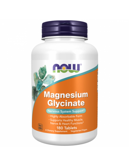 Now Foods Magnesium Glycinate Συμπλήρωμα Διατροφής Γλυκινικού Μαγνησίου 180tabs