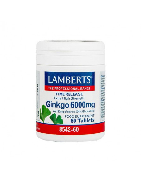 Lamberts Ginkgo Biloba 6000mg Συμπλήρωμα Διατροφής για την μνήμη και το Κυκλοφορικό 60tabs