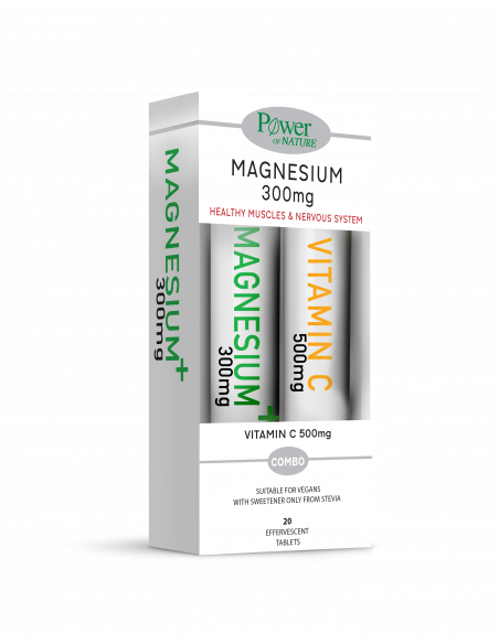 Power Health Magnesium 300mg 20 Αναβράζοντα Δισκία + ΔΩΡΟ Vitamin C 500mg 20 αναβράζοντα δισκία