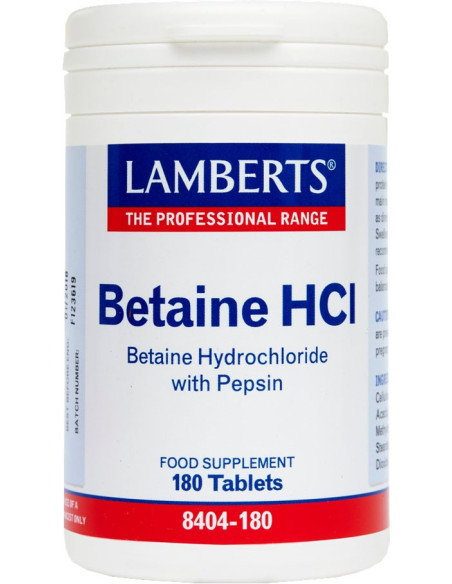 LAMBERTS  Betaine HCI 324mg/Pepsin 5mg 180 tabs